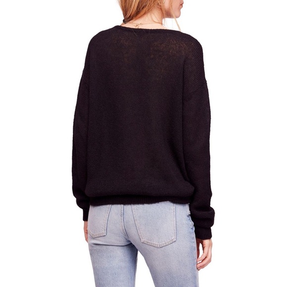 Free People Gossamer V-Neck Sweater in Black, size small - Picture 3 of 10